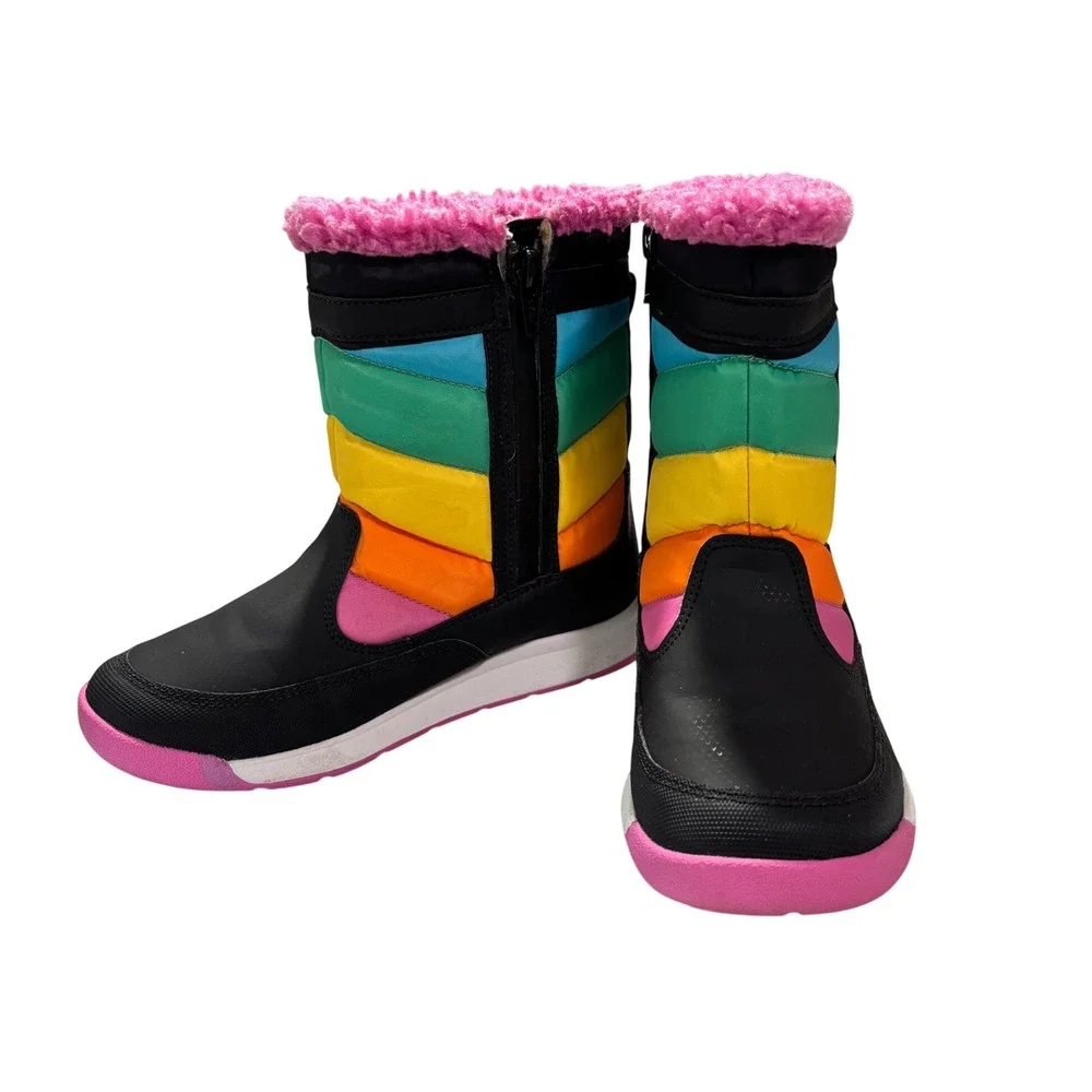 Merrell Snow Bank 2.0 Boots Kids Size 2 Black Rainbow Waterproof Insulated